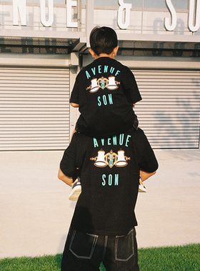AVENUE&SON 大道之子童装T恤简约半袖透气圆领宽松灯泡印花短袖