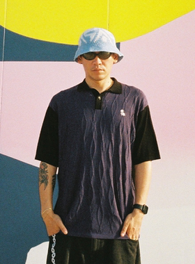 AVENUESON大道之子2025针织立体提花荆棘刺绣短袖POLO衫