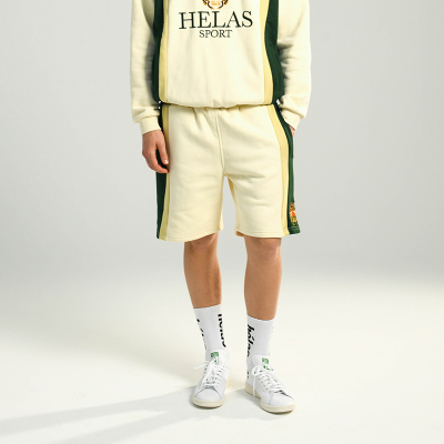 【法国】HELAS 26SP COURONNE SWEAT SHORTS米色刺绣休闲运动短裤
