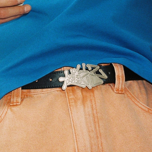 AVENUESON大道之子2025金属logo皮带扣黑色腰带