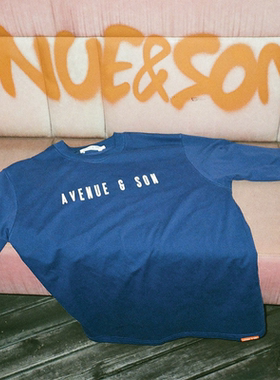 AVENUESON大道之子重磅圆领宽松休闲潮流简约字母LOGO彩色长袖T恤
