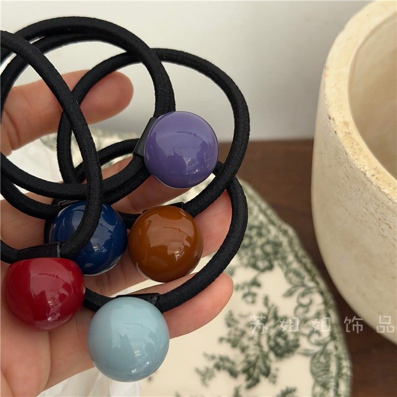 韩版可爱糖果色珠子发圈气质少女马尾丸子头发绳弹力皮筋百搭发饰