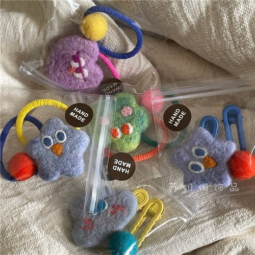 韩版儿童羊毛毡五角星发夹对夹