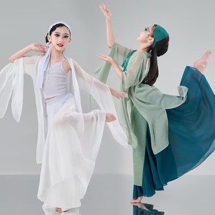 儿童古典舞演出服青蛇白蛇服装 舞蹈服古风飘逸纱衣中国风表演服新
