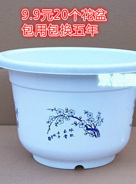 特大号圆形白色塑料花盆优质仿陶瓷花卉植物盆栽兰花不送托盘