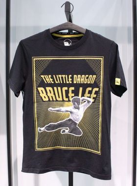 SELECTED思莱德青春流行夏季圆领李小龙黑色修身休闲短袖半袖T恤