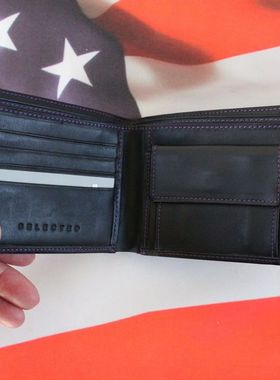 SELECTED思莱德青年卡包真皮短款黑色百搭短款钱包皮夹男款男士