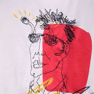 纯棉夏季常规短袖白色人物图案