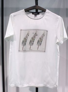 SELECTED斯莱德日常拼接圆领夏季白色超薄凉爽休闲短袖半袖T恤