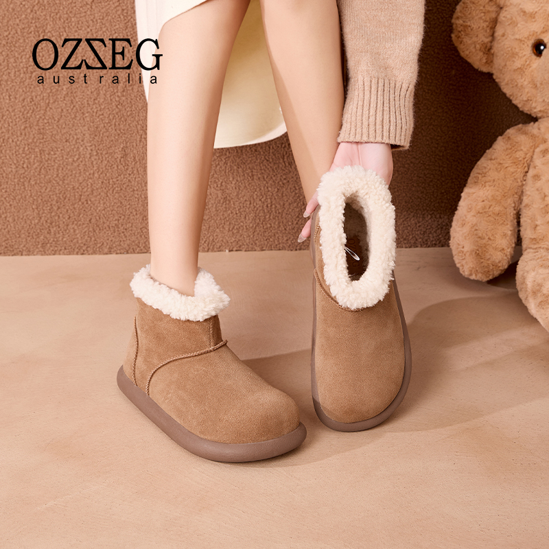 OZZEG丑萌大头雪地加厚羊毛棉靴