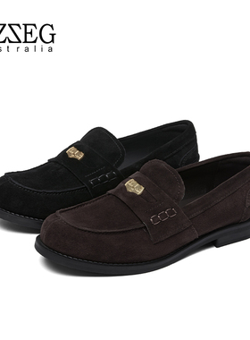 OZZEG澳泽格2025春季新款乐福鞋女真皮休闲舒适英伦风单鞋25CB01