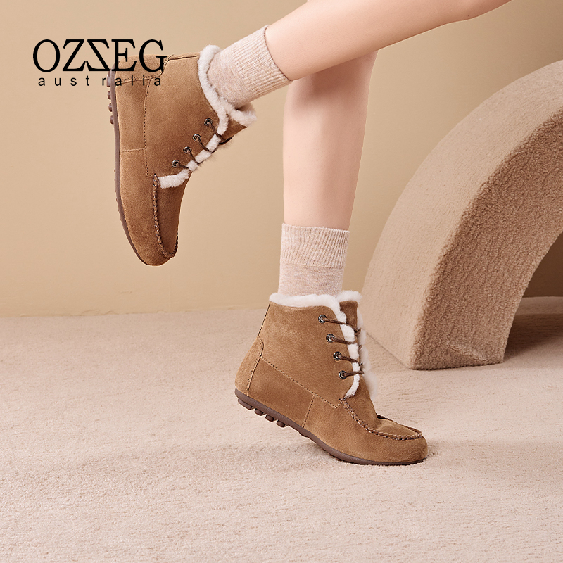 ozzeg东北短靴前系带防滑耐磨