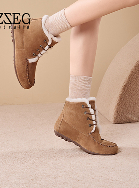 OZZEG澳泽格2025秋冬新款皮毛一体保暖雪地靴女冬加绒棉鞋ZN4885