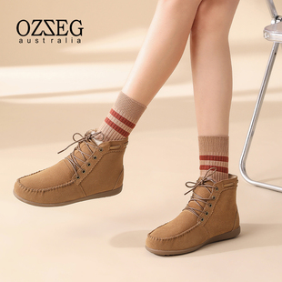 OZZEG澳泽格2025新款 雪地靴女秋冬加绒保暖皮毛一体防水棉靴22D14