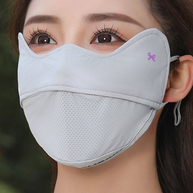 大脸专用透气防晒口罩加大女夏季大码防紫外线护眼角遮阳冰丝面罩