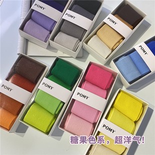 THEWOW 糖果色高橡筋袜新疆长绒棉舒适不勒脚长袜女 潮袜艺术家