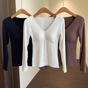 发热绒自带bra胸垫内衣修身 保暖神器 上衣保暖衣女秋冬 AMR