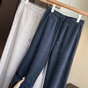 女秋冬2025新款 重磅醋酸羊毛保暖舒适高腰显瘦直筒阔腿裤 AMR