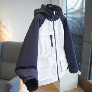 虫小小 外套冬A87R 户外机能90白鸭绒连帽收腰冲锋衣羽绒服女短款