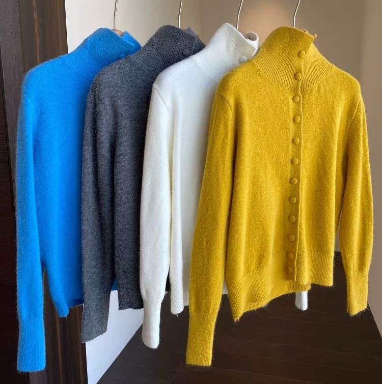 AMR UU◆慵懒时髦 单穿内搭高领灰色毛衣针织开衫外套女秋冬新款