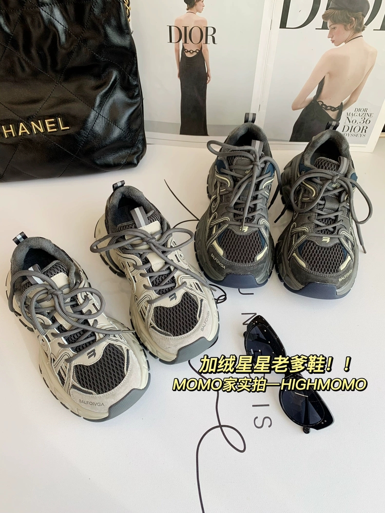 加绒老爹鞋！百搭厚底显高暴走不累脚篙级牛皮枪灰色休闲鞋25秋冬