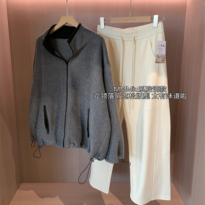 宽松双面摇粒绒保暖加厚立领外套