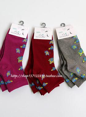 意大利terranova原单 本命年过年大红纯棉女袜春秋冬  超值3双装