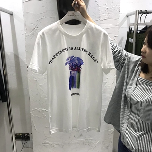 夏季男士圆领修身纯棉短袖 字母印花潮流原创潮牌休闲百搭T恤衫男