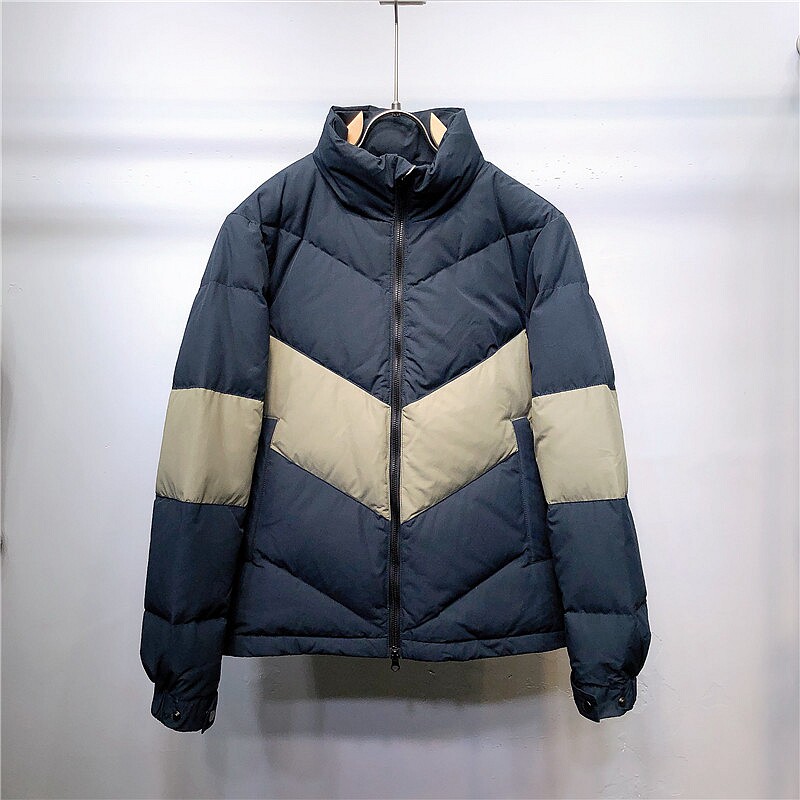 5折全新不退换 拼色羽绒服男士潮牌90%白鸭绒立领短款修身外套新