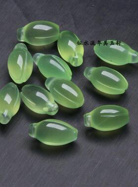 8x14mm葡萄绿玛瑙玉兰花吊坠 DIY手链项链耳环流苏配饰