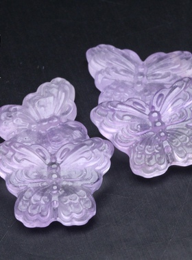 20x26mm天然紫水晶蝴蝶吊坠上下孔 DIY古风压襟璎珞流苏配饰