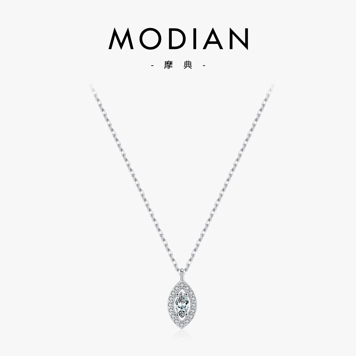 摩典925银轻奢锆石眼睛小众项链