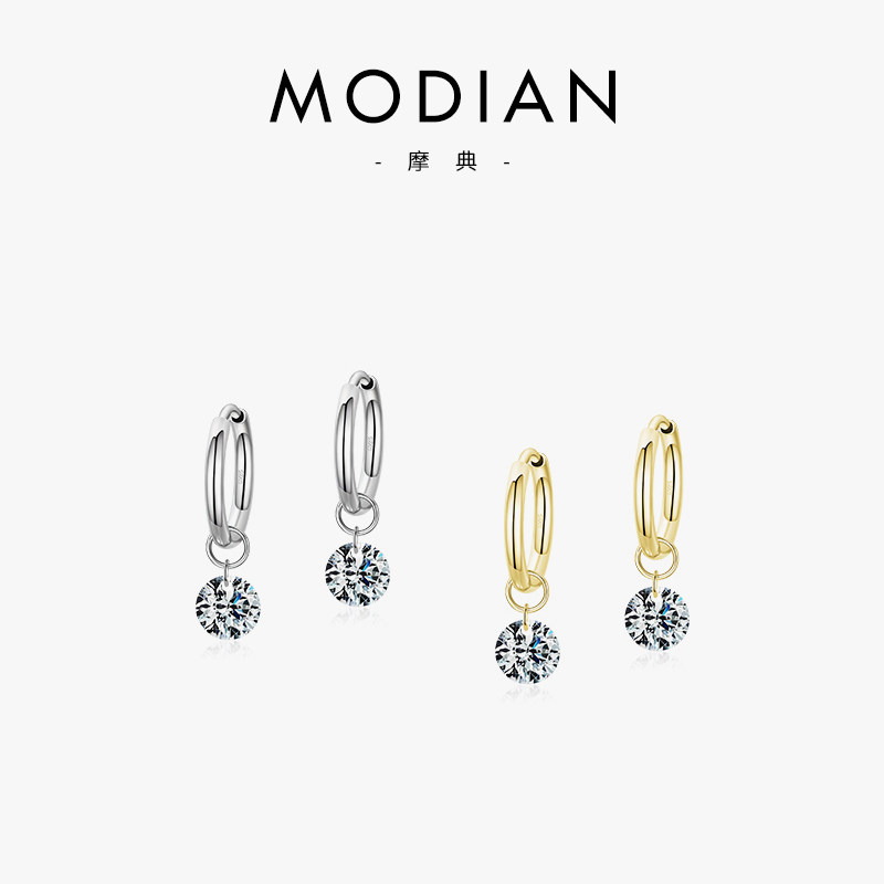 MODIAN S925通体纯银镶钻耳扣女耳环小众设计感轻奢高级气质时尚