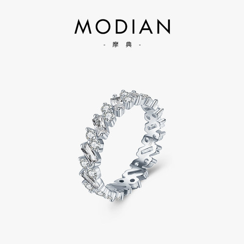 轻奢满钻超闪闭口欧美风ins戒指