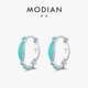 MODIAN摩典S925纯银夏日小清新薄荷绿耳环女高级气质珐琅耳圈耳饰