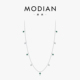 MODIAN摩典S925纯银仿祖母绿锆石项链法式 复古优雅小众ins锁骨链
