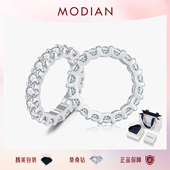MODIAN摩典莫桑钻戒指女S925纯银轻奢贵气感满钻爆闪排戒指环礼物