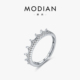 MODIAN s925纯银微镶满钻皇冠开口戒指女时尚 小众高级感ins潮指环