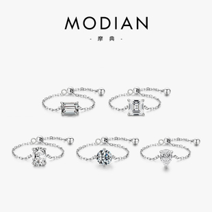 s925纯银小众气质开口链式戒指女高级感ins网红个性食指指环尾戒