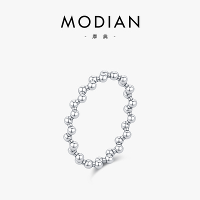 摩典S925纯银不规则串珠清冷戒指