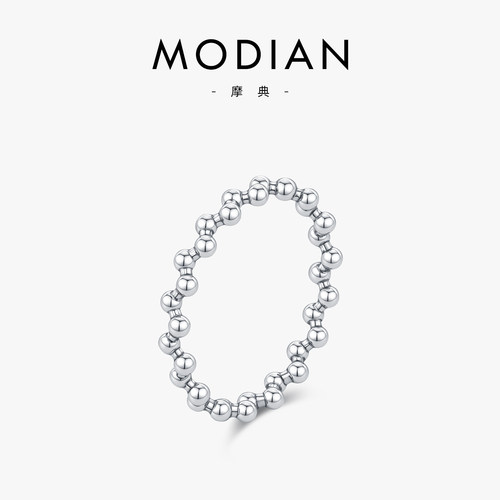 摩典S925纯银不规则串珠清冷戒指
