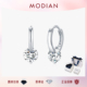 MODIAN摩典1克拉莫桑钻耳环S925纯银超闪镶钻轻奢高级感素圈耳环