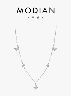 摩典S925银小众唯美蝴蝶镶钻项链