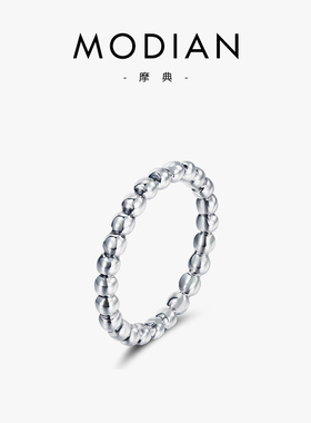 精致百搭INS日韩简约冷淡风细戒指925纯银连珠潮人食指戒女学生