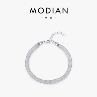 MODIAN摩典S925纯银蕾丝钱袋子手链女轻奢小众设计波光粼粼手饰女