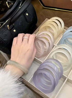 白月光玉手镯玉镯女款猫眼石琉璃玉髓感玛瑙同款手饰手镯手环礼物