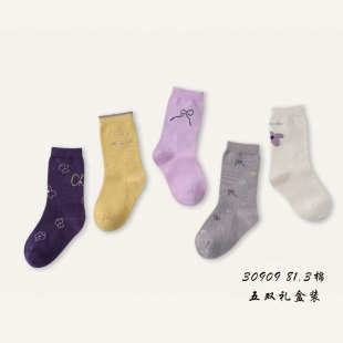 小黑托昵尼2025秋冬新款厚款女童儿童宝宝袜短袜中筒袜学生袜子