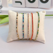 超细彩色满钻爆闪爪链单排满钻爆闪弹力多色细手链百搭时尚 饰品