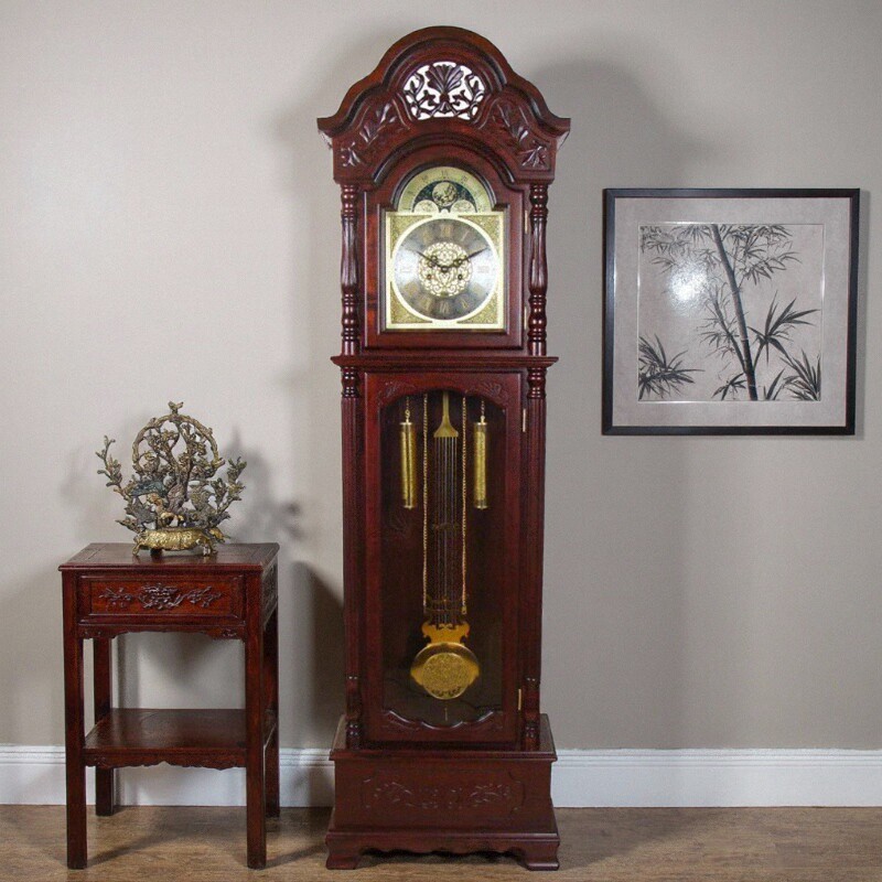 机械上弦实木复古老式发条落地钟