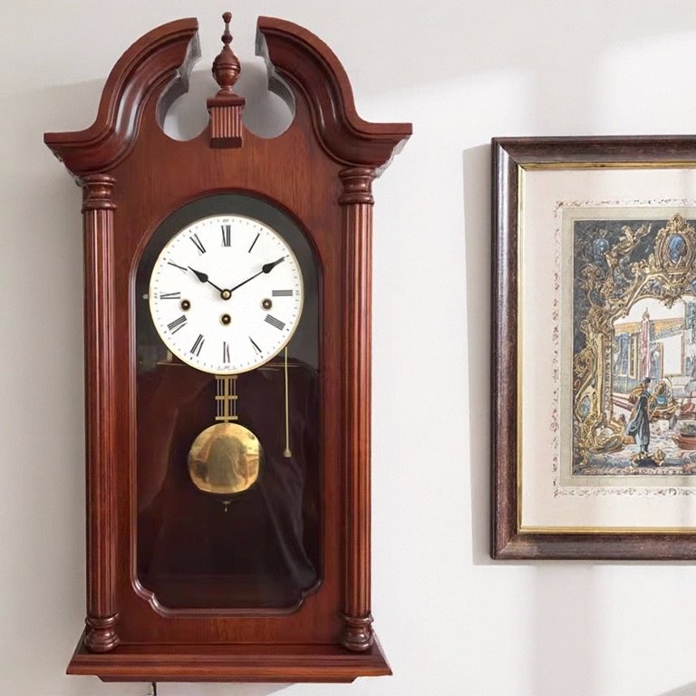 实木复古机械挂钟德国赫姆勒进口机芯五音乐报时客厅美式欧式发条